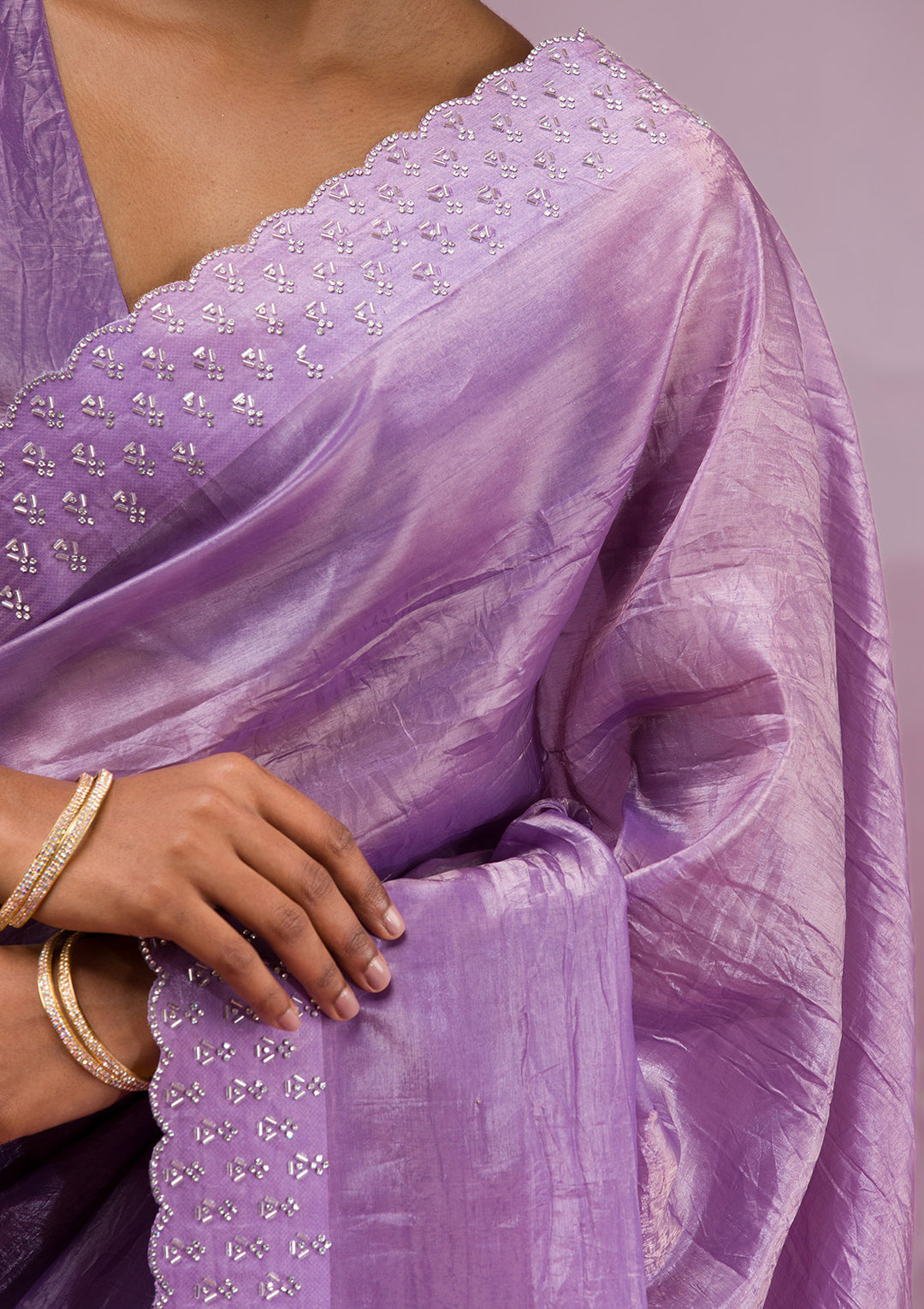 Mauve Swarovski Tissue Saree