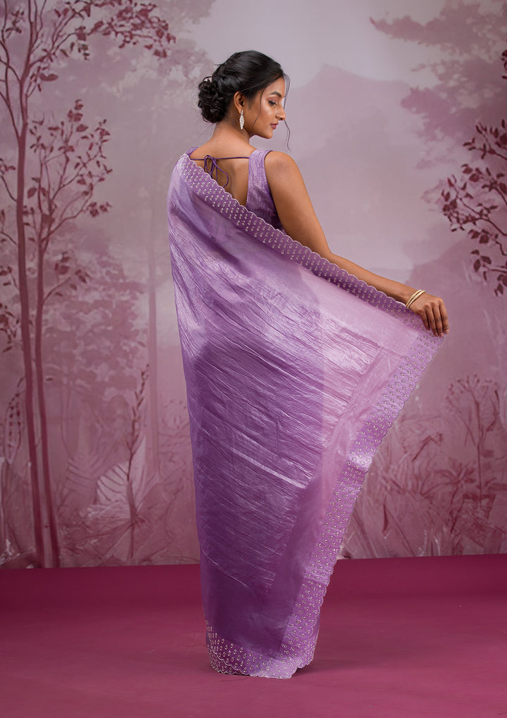 Mauve Swarovski Tissue Saree