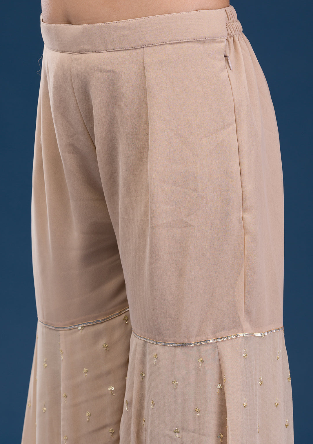 Mauve Threadwork Georgette Readymade Salwar Suit