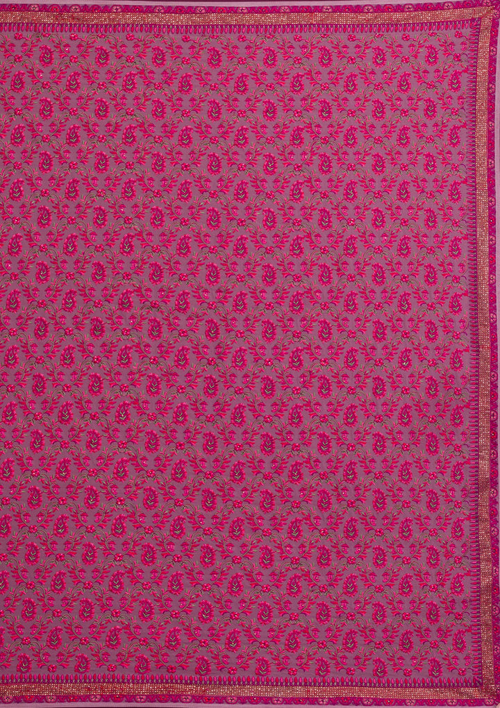 Mauve Threadwork Georgette Saree