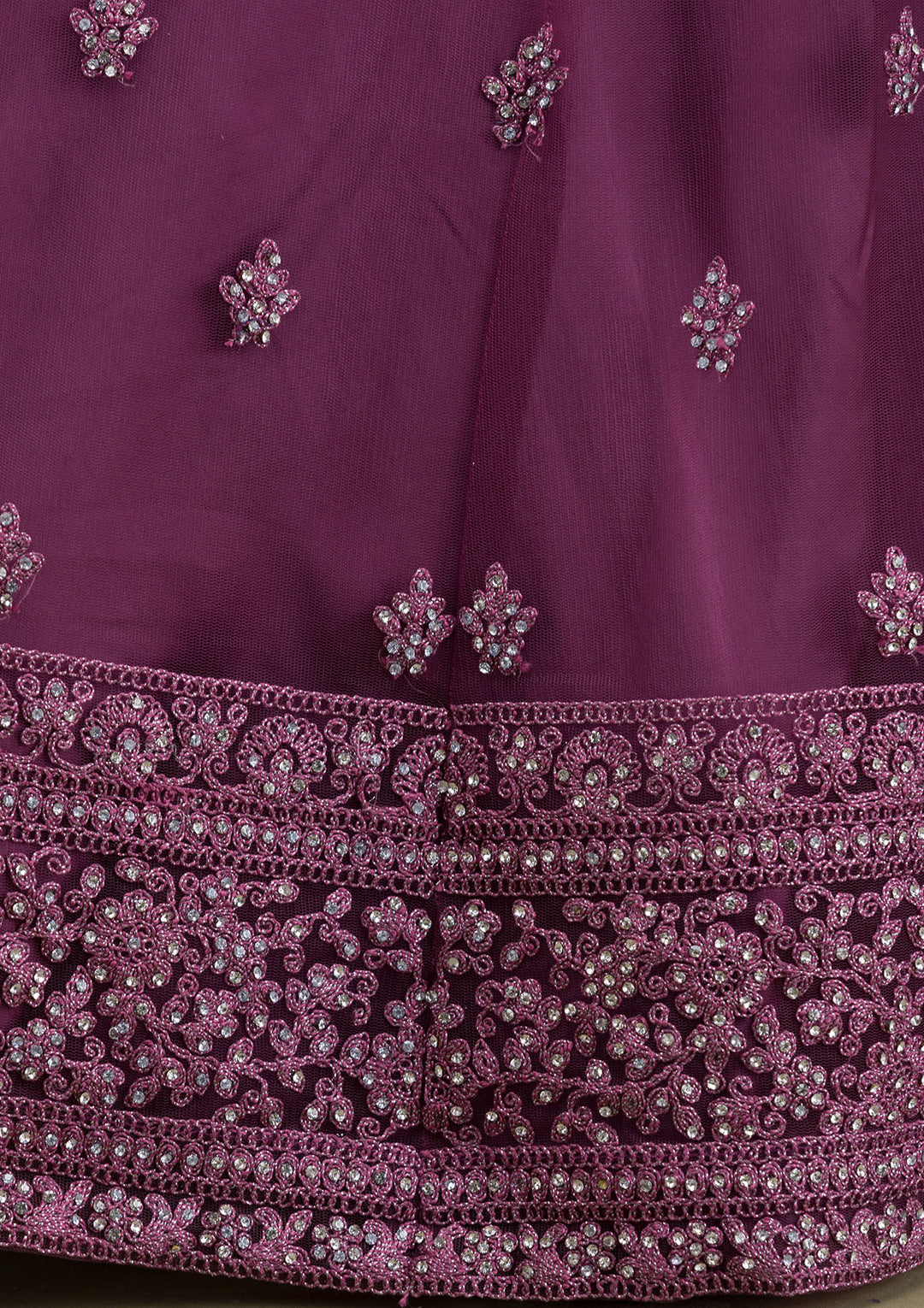Mauve Zariwork Net Readymade Salwar Suit