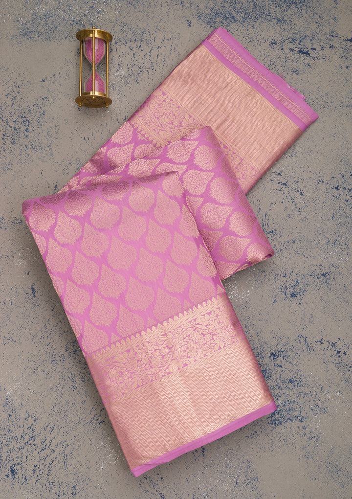 Mauve Zariwork Pure Silk Saree