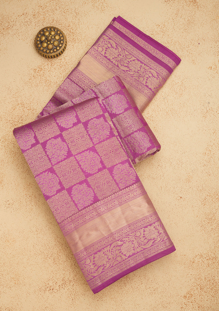 Mauve Zariwork Pure Silk Saree