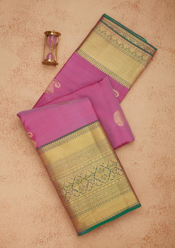 Mauve Zariwork Pure Silk Saree