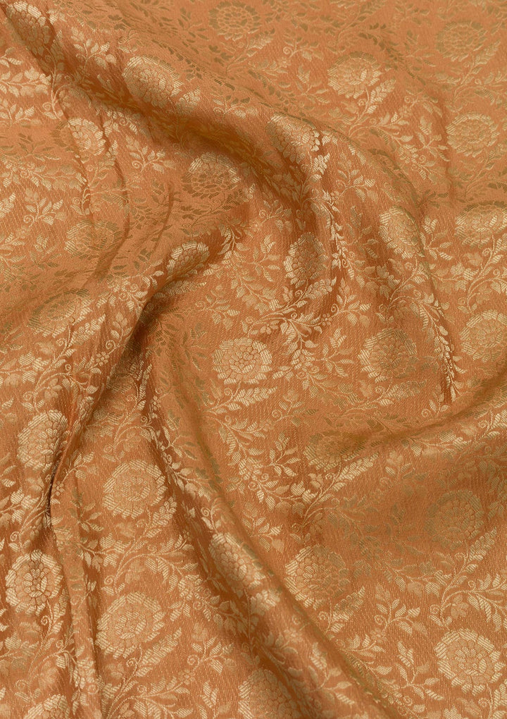 Peach Zariwork Banarasi Pure Silk Saree