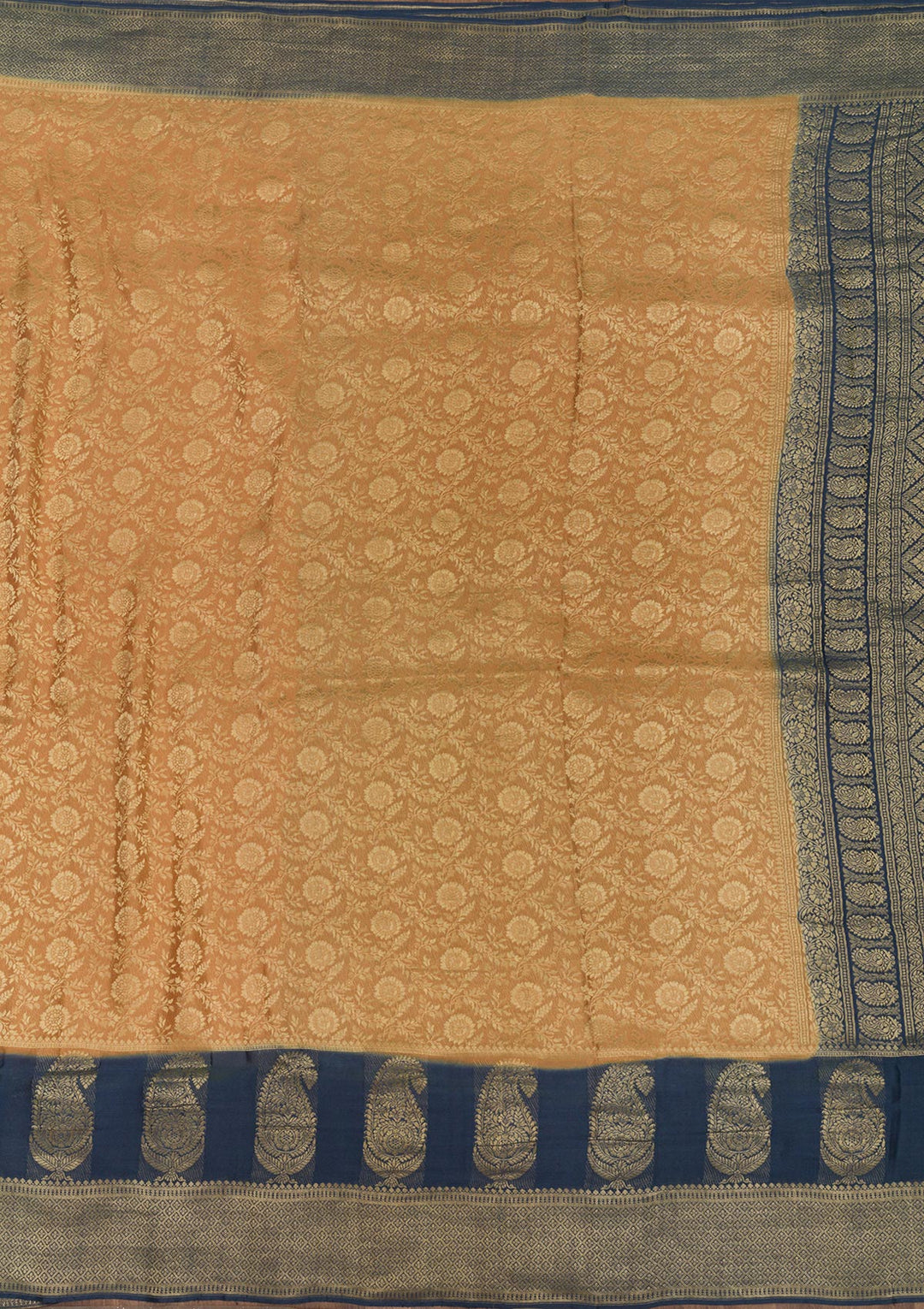 Peach Zariwork Banarasi Pure Silk Saree