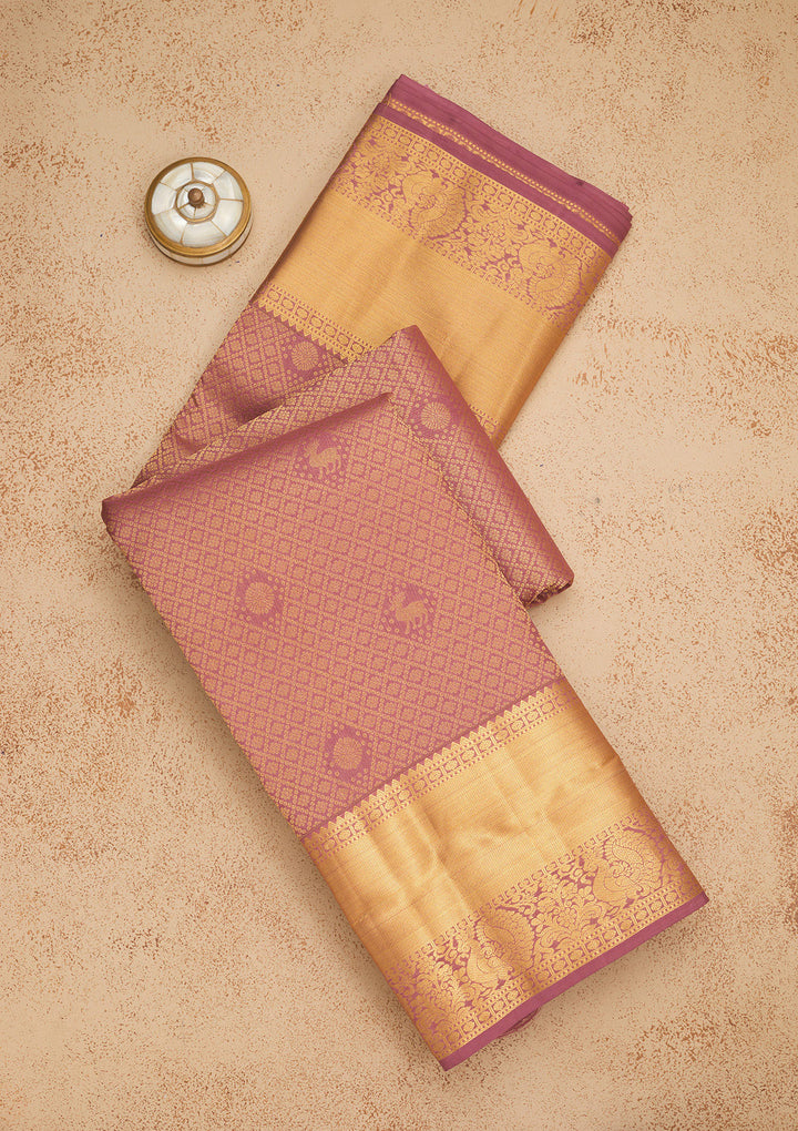 Mauve Zariwork Pure Silk Saree
