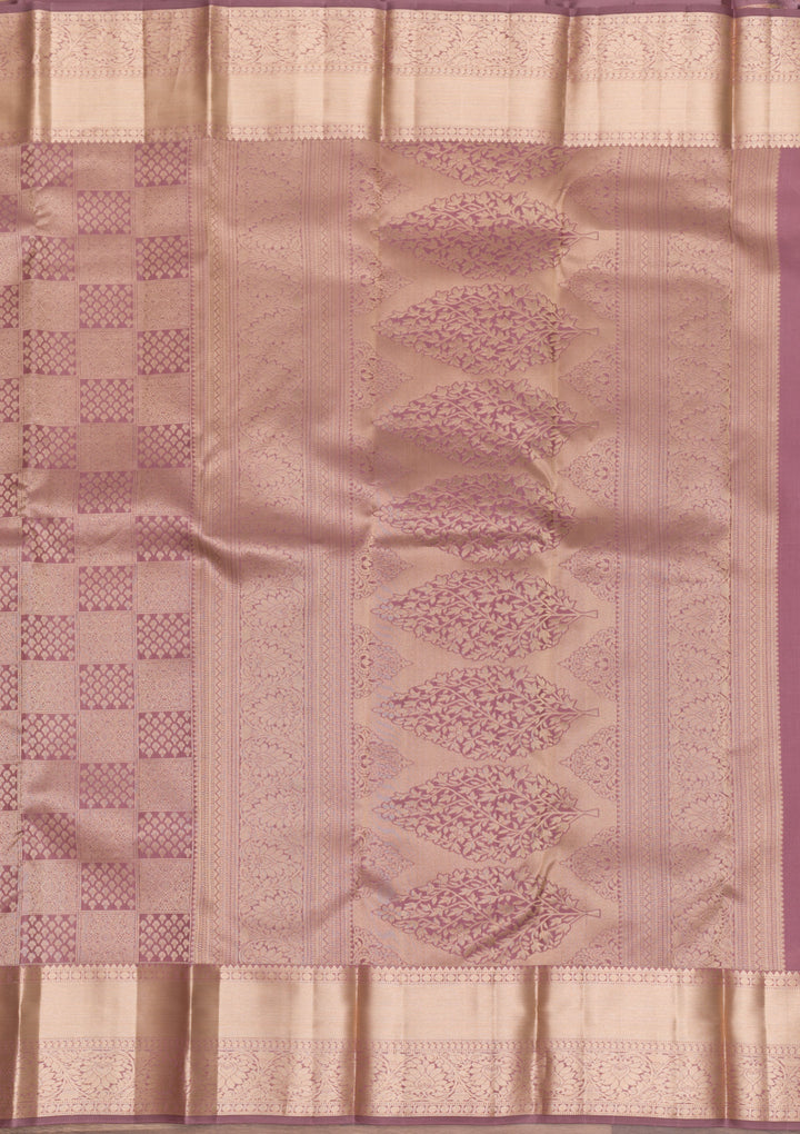 Mauve Zariwork Pure Silk Saree-Koskii
