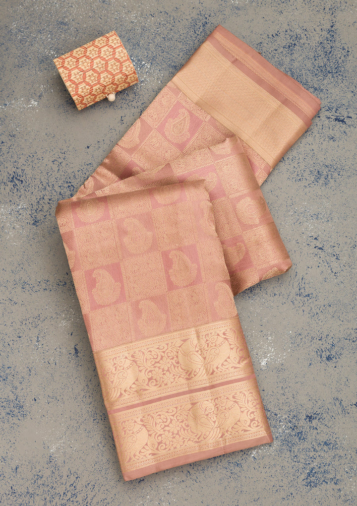 Mauve Zariwork Pure Silk Saree