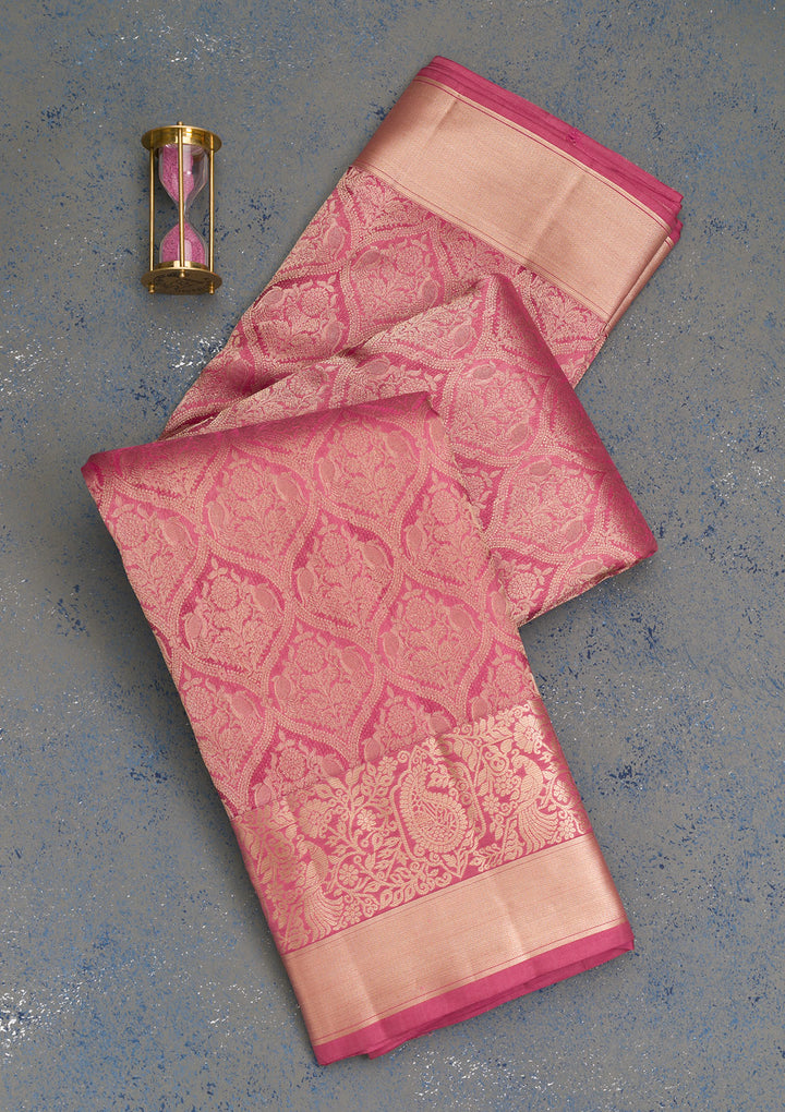 Mauve Zariwork Pure Silk Saree