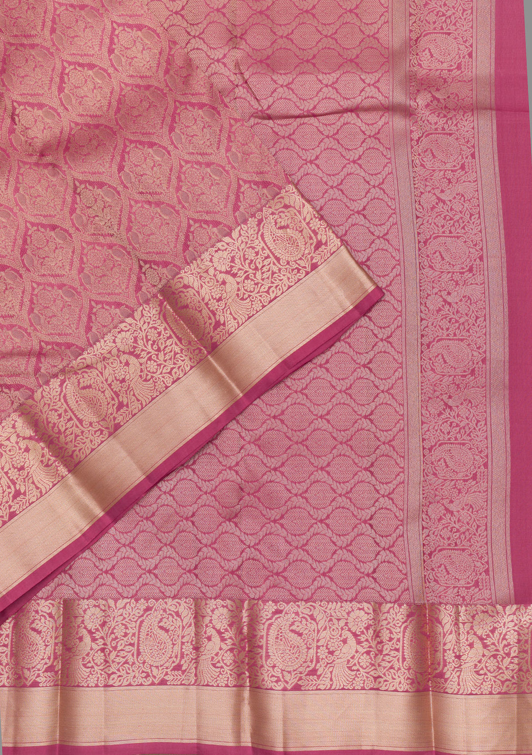 Mauve Zariwork Pure Silk Saree