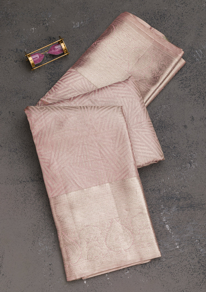 Mauve Zariwork Pure Silk Saree-Koskii