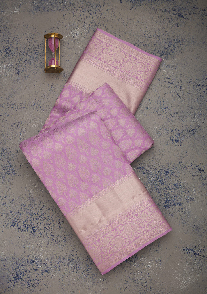 Mauve Zariwork Pure Silk Saree