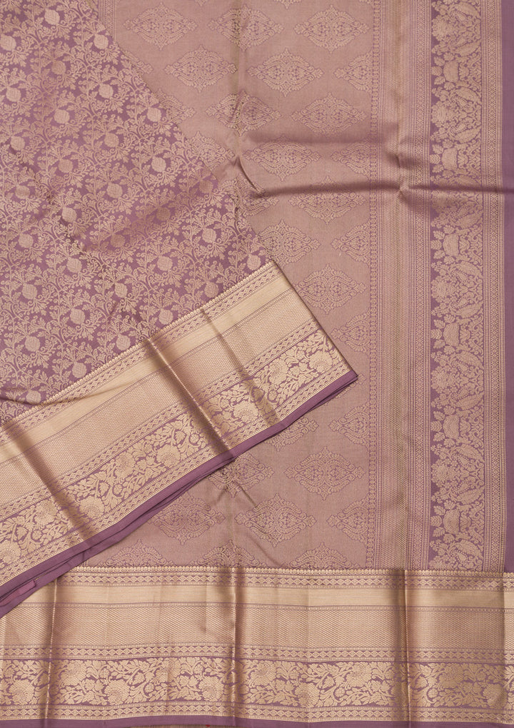 Mauve Zariwork Pure Silk Saree