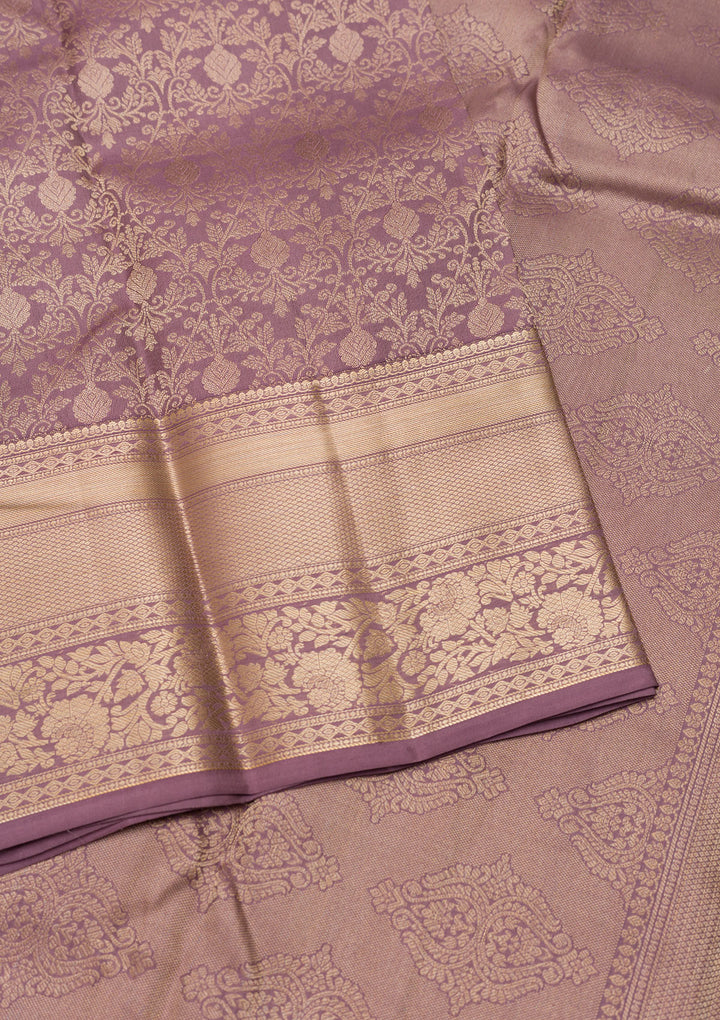 Mauve Zariwork Pure Silk Saree