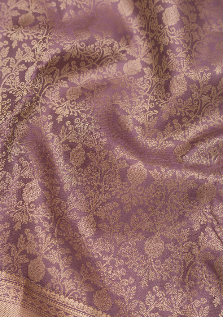 Mauve Zariwork Pure Silk Saree