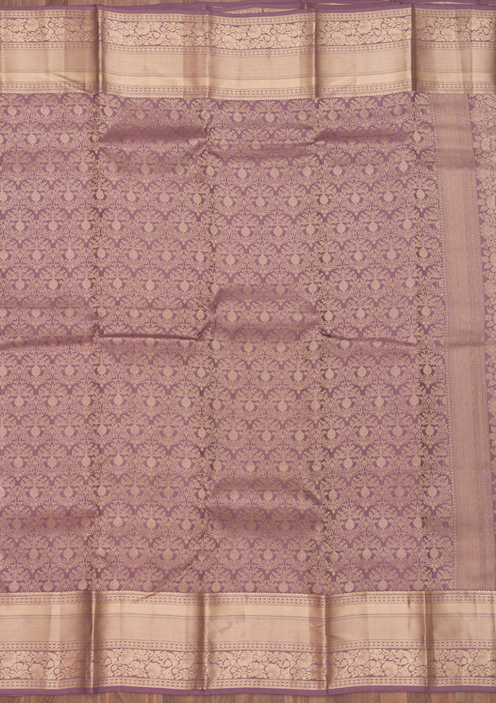 Mauve Zariwork Pure Silk Saree