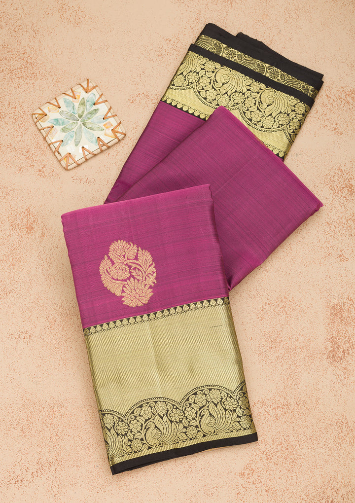 Mauve Zariwork Pure Silk Saree