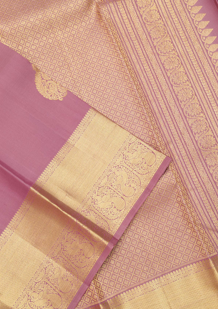 Mauve Zariwork Pure Silk Saree
