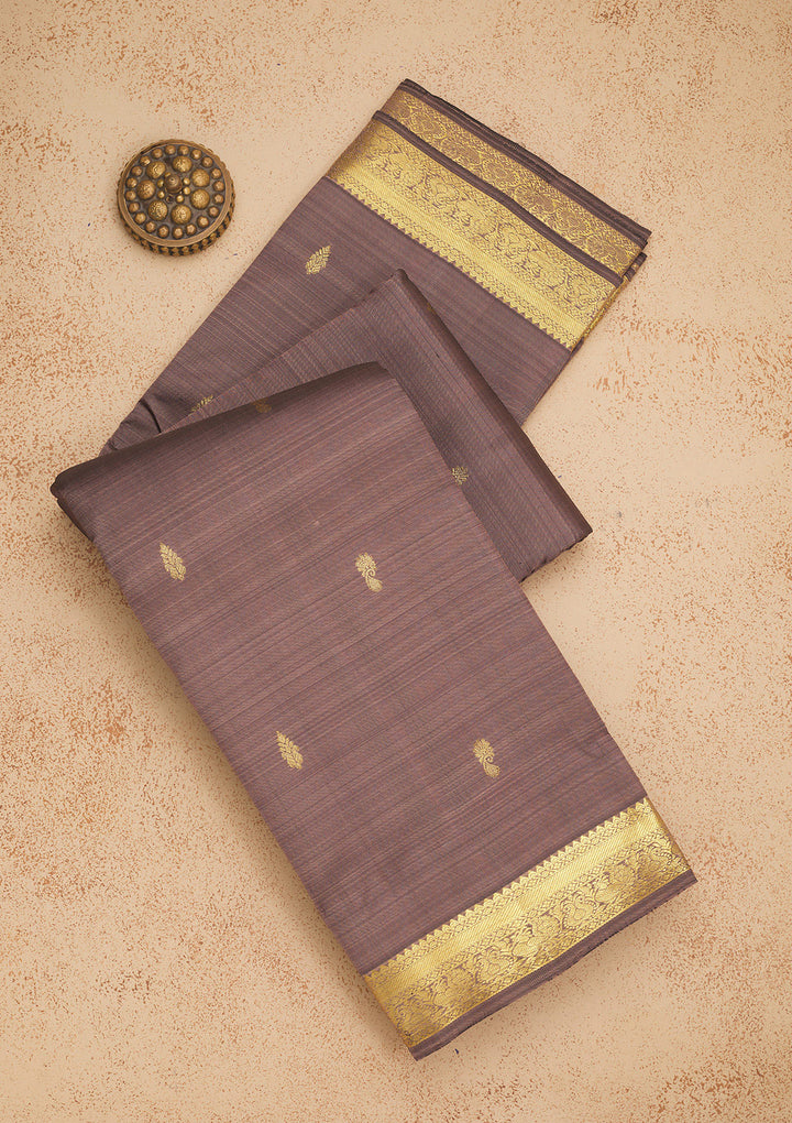Mauve Zariwork Pure Silk Saree