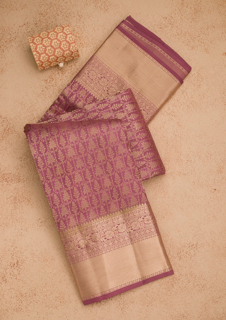 Mauve Zariwork Pure Silk Saree