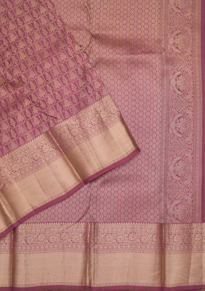 Mauve Zariwork Pure Silk Saree