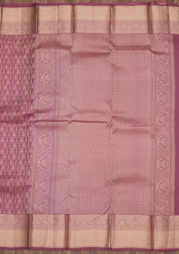 Mauve Zariwork Pure Silk Saree