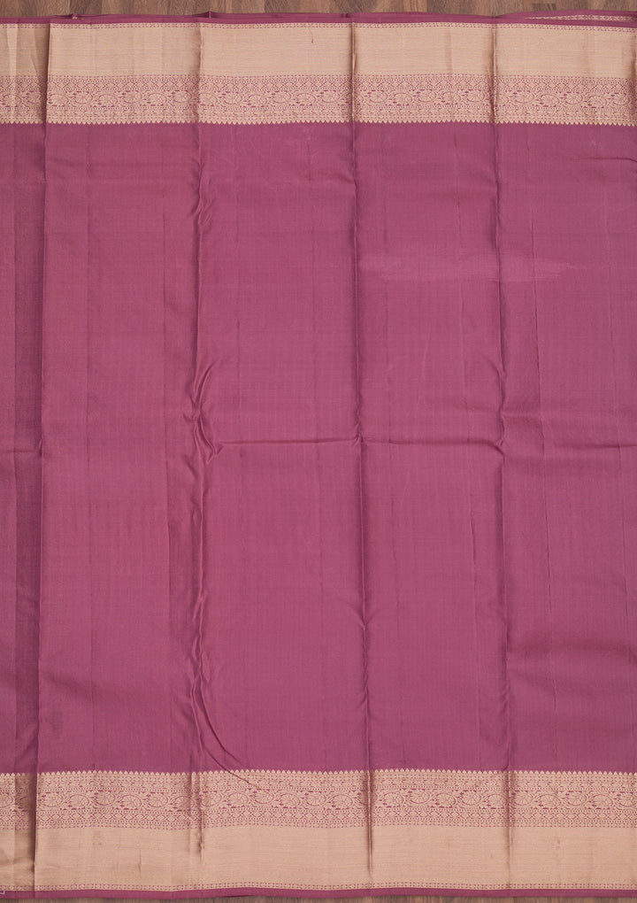 Mauve Zariwork Pure Silk Saree