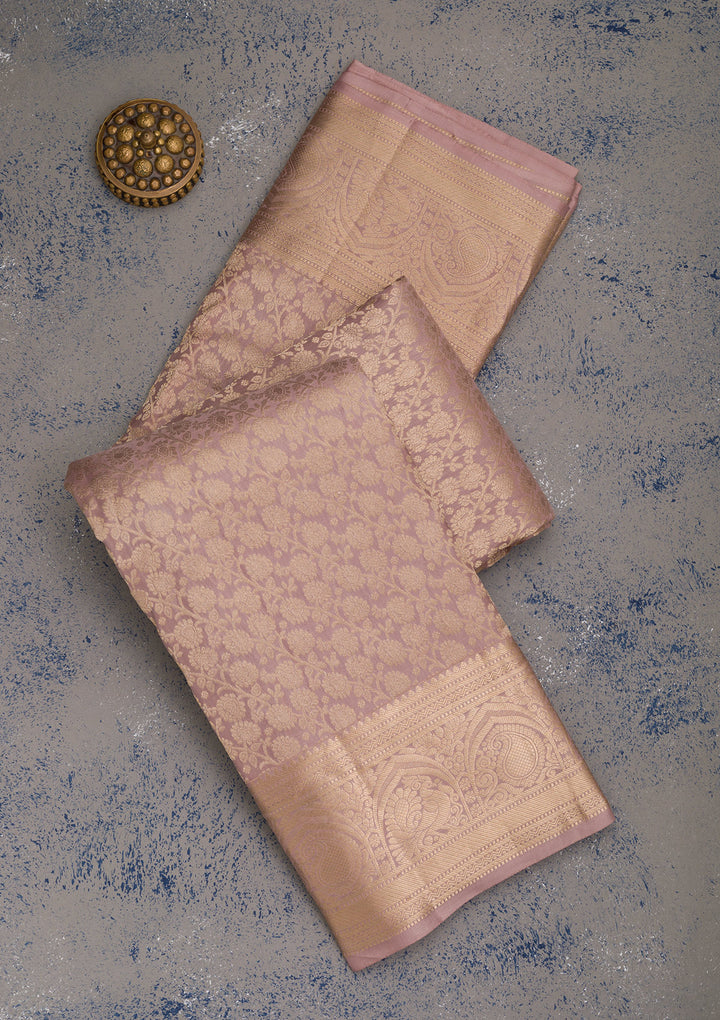 Mauve Zariwork Pure Silk Saree