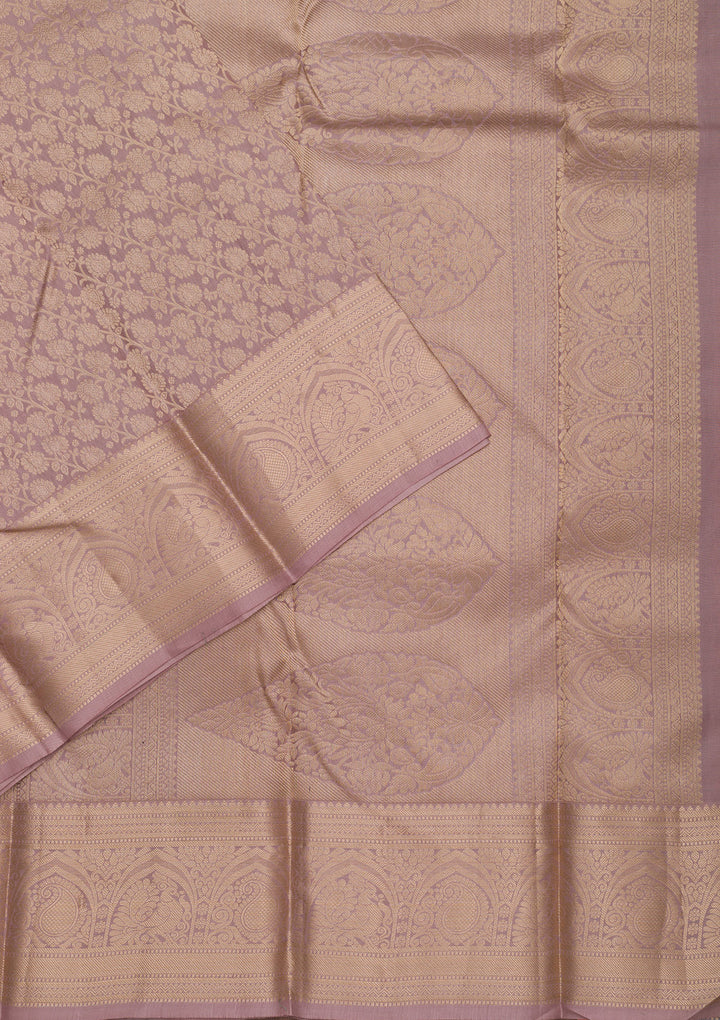 Mauve Zariwork Pure Silk Saree