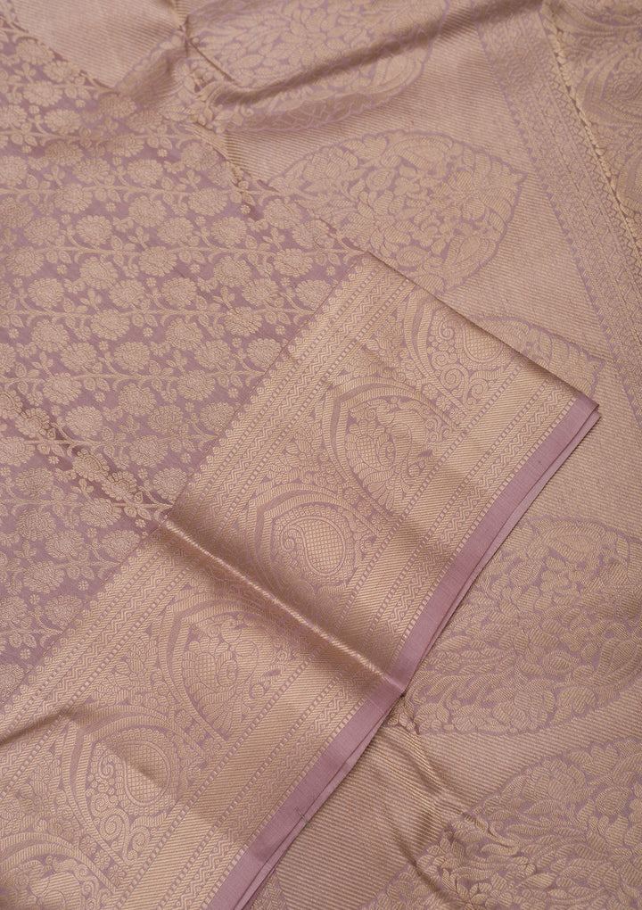 Mauve Zariwork Pure Silk Saree