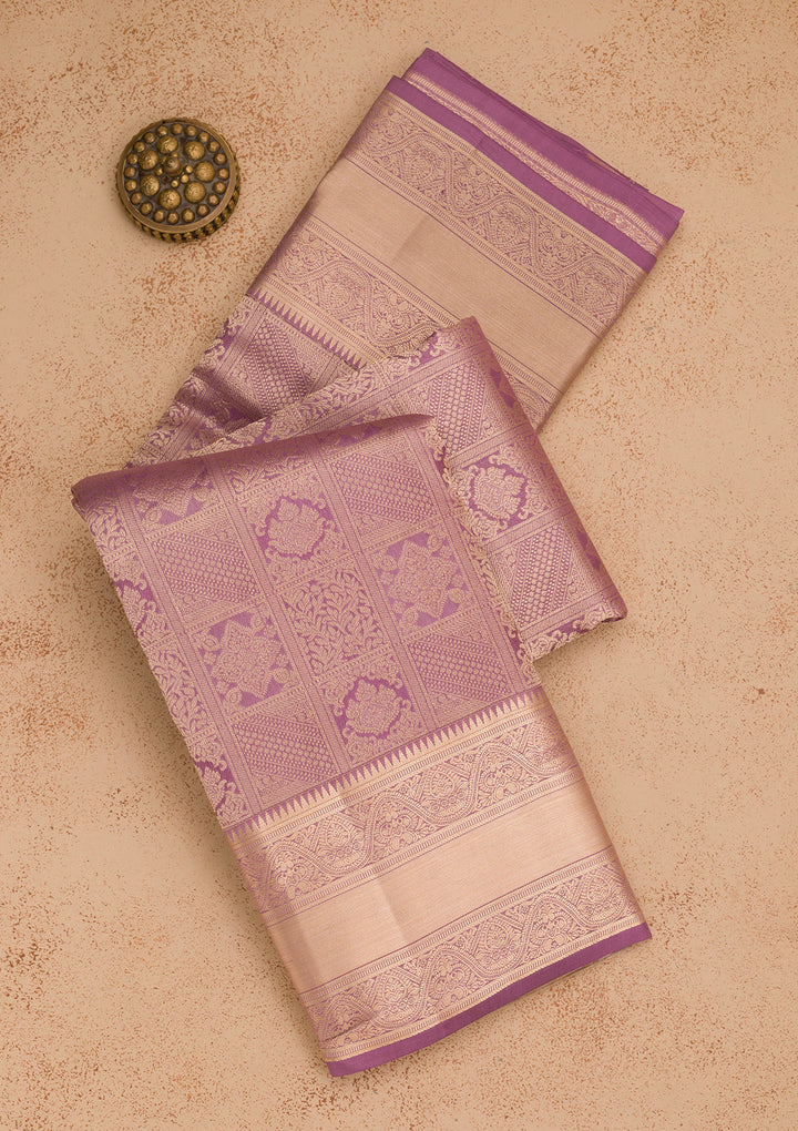 Mauve Zariwork Pure Silk Saree