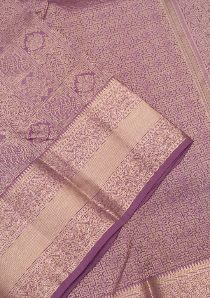 Mauve Zariwork Pure Silk Saree