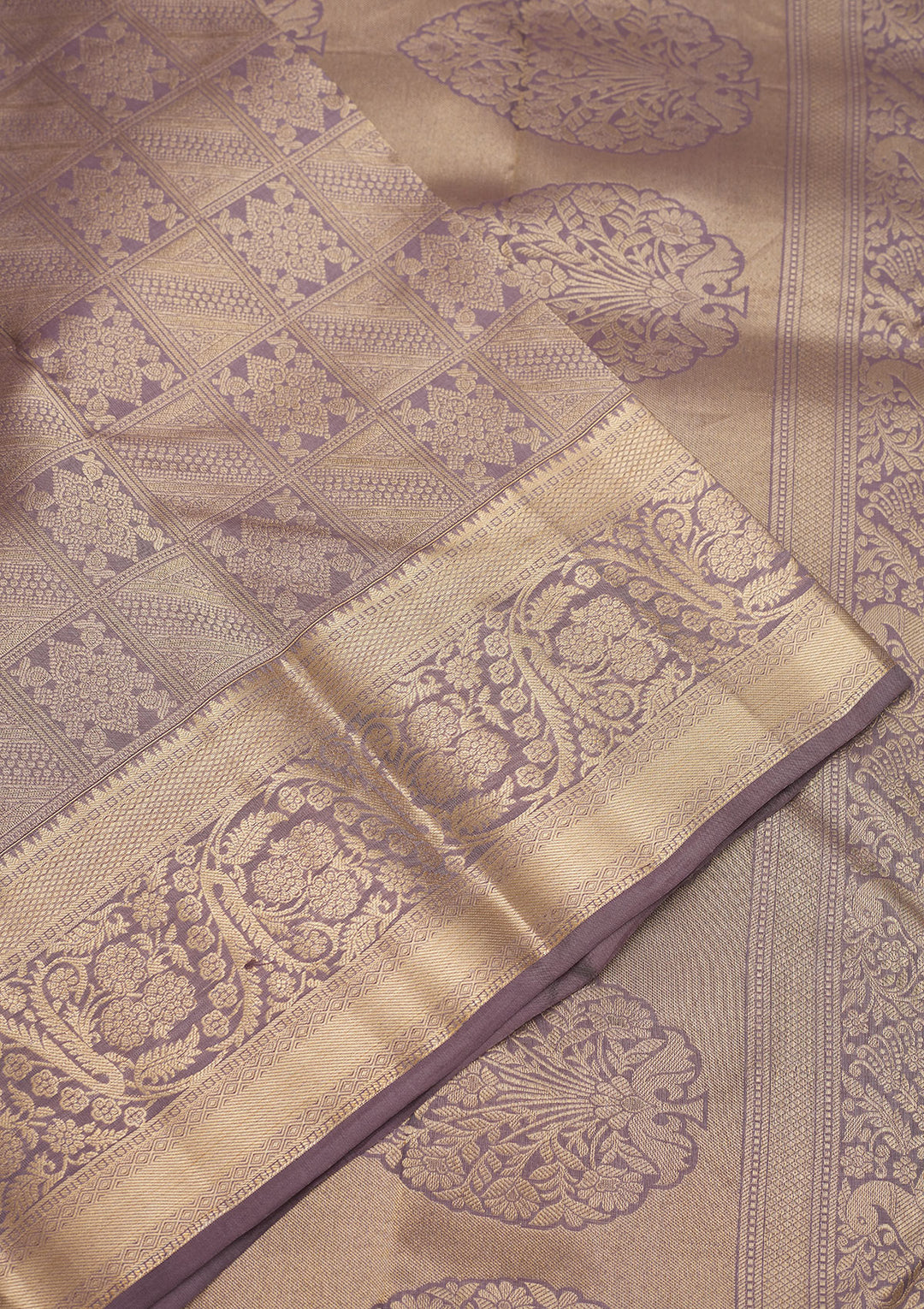 Mauve Zariwork Pure Silk Saree