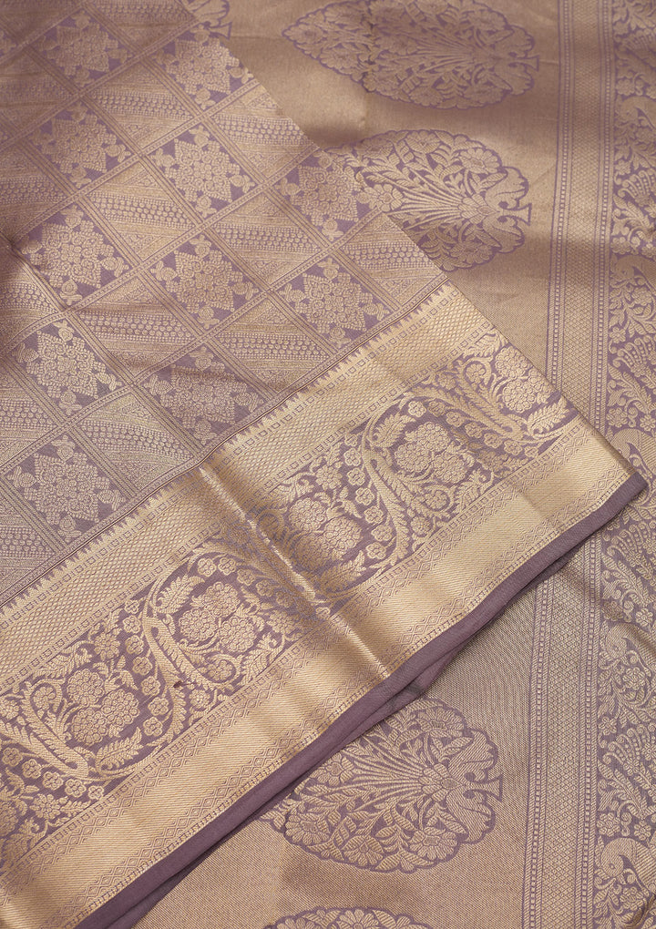 Mauve Zariwork Pure Silk Saree