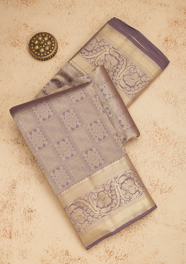 Mauve Zariwork Pure Silk Saree