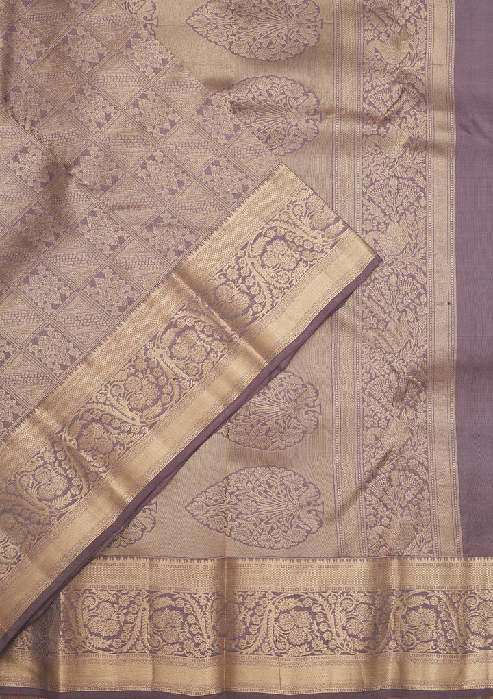 Mauve Zariwork Pure Silk Saree