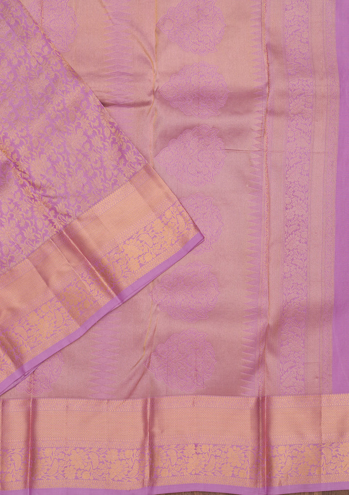 Mauve Zariwork Pure Silk Saree