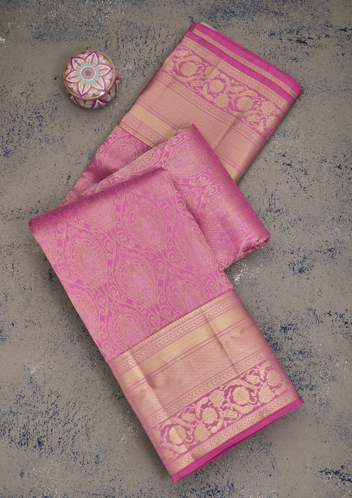 Mauve Zariwork Pure Silk Saree