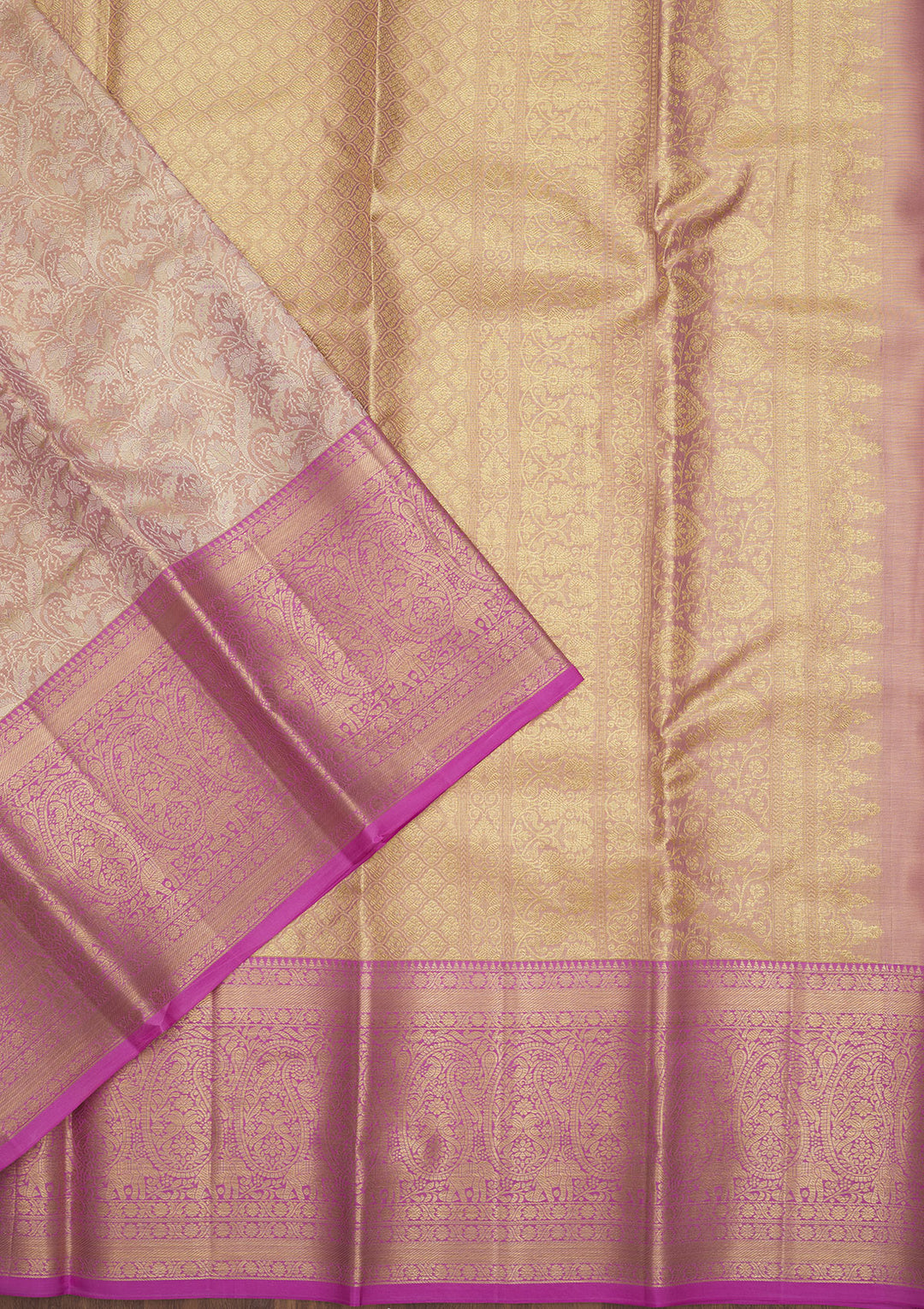 Mauve Zariwork Pure Silk Saree