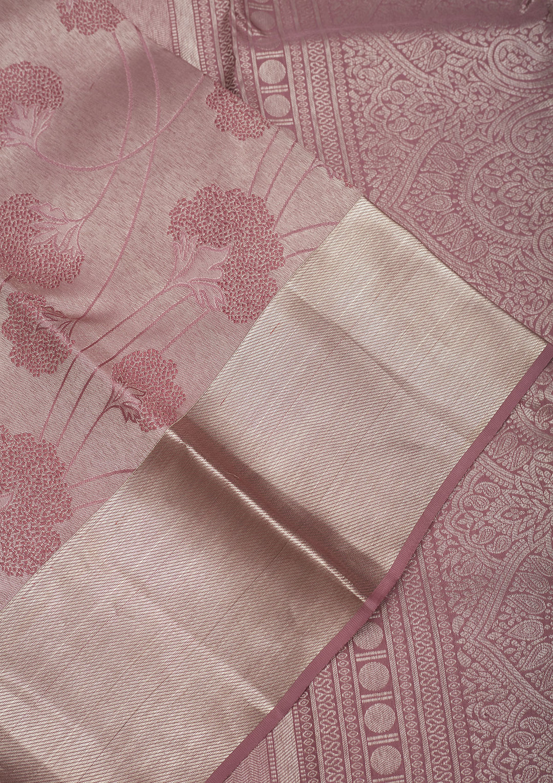 Mauve Zariwork Pure Silk Saree