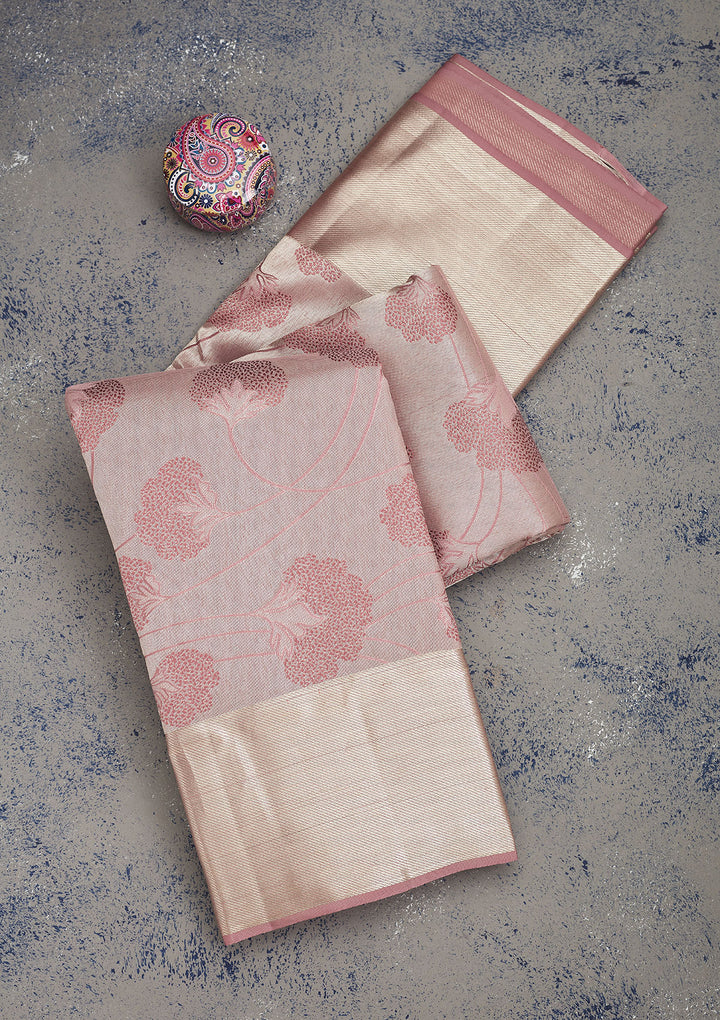 Mauve Zariwork Pure Silk Saree