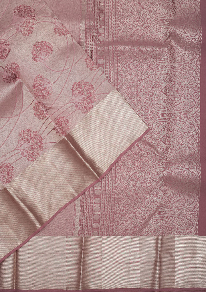 Mauve Zariwork Pure Silk Saree