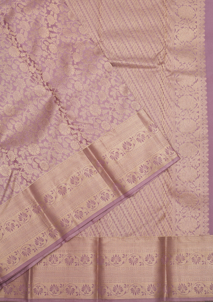 Mauve Zariwork Pure Silk Saree