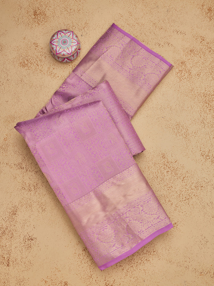 Mauve Zariwork Pure Silk Saree