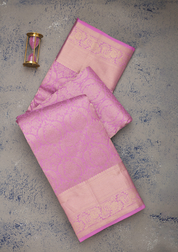 Mauve Zariwork Pure Silk Saree