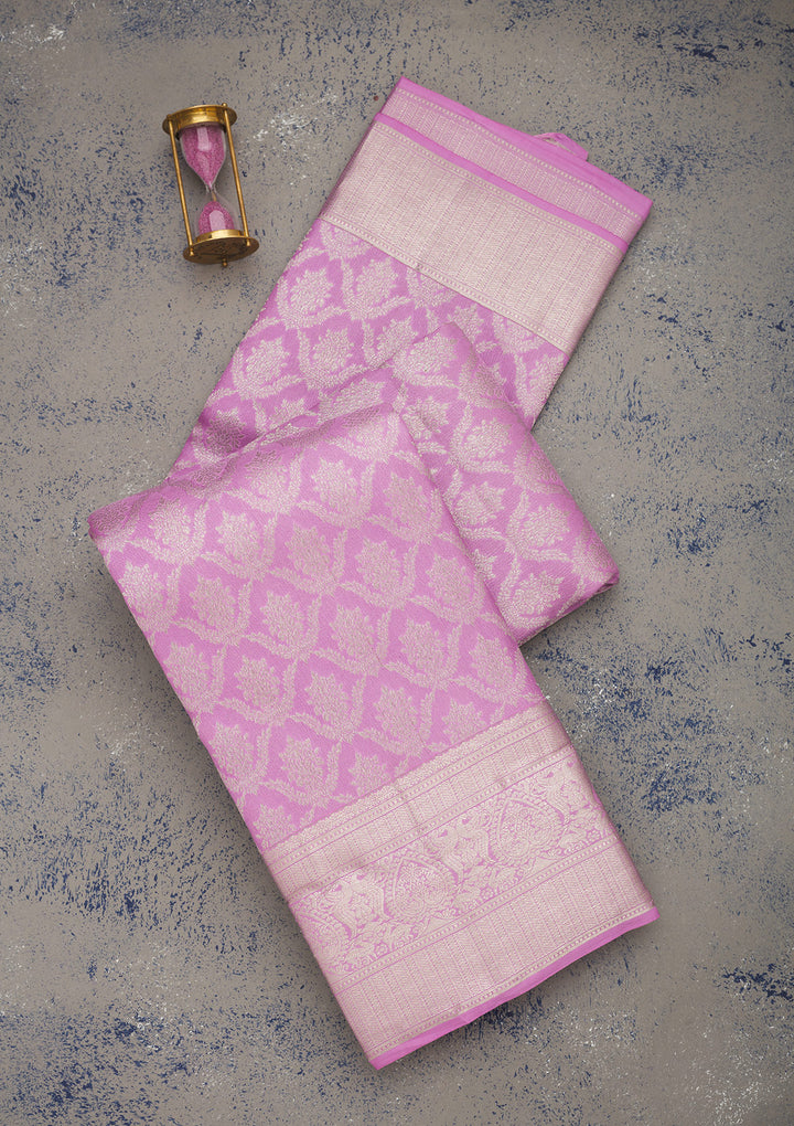 Mauve Zariwork Pure Silk Saree