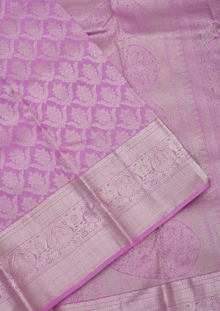 Mauve Zariwork Pure Silk Saree