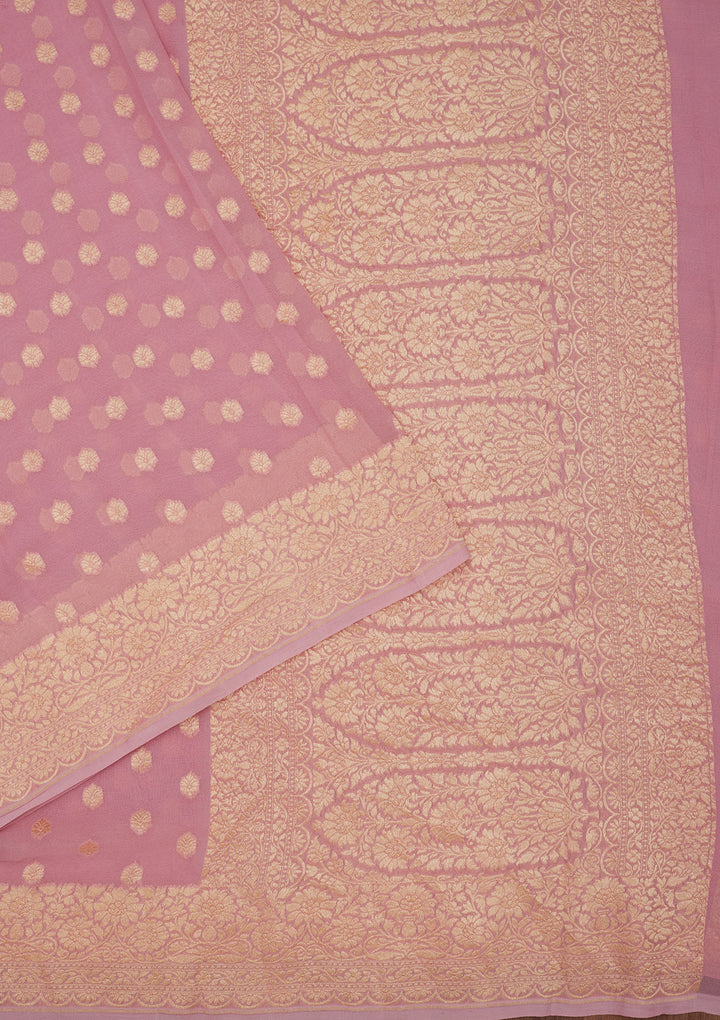 Mauve Zariwork Pure Silk Saree