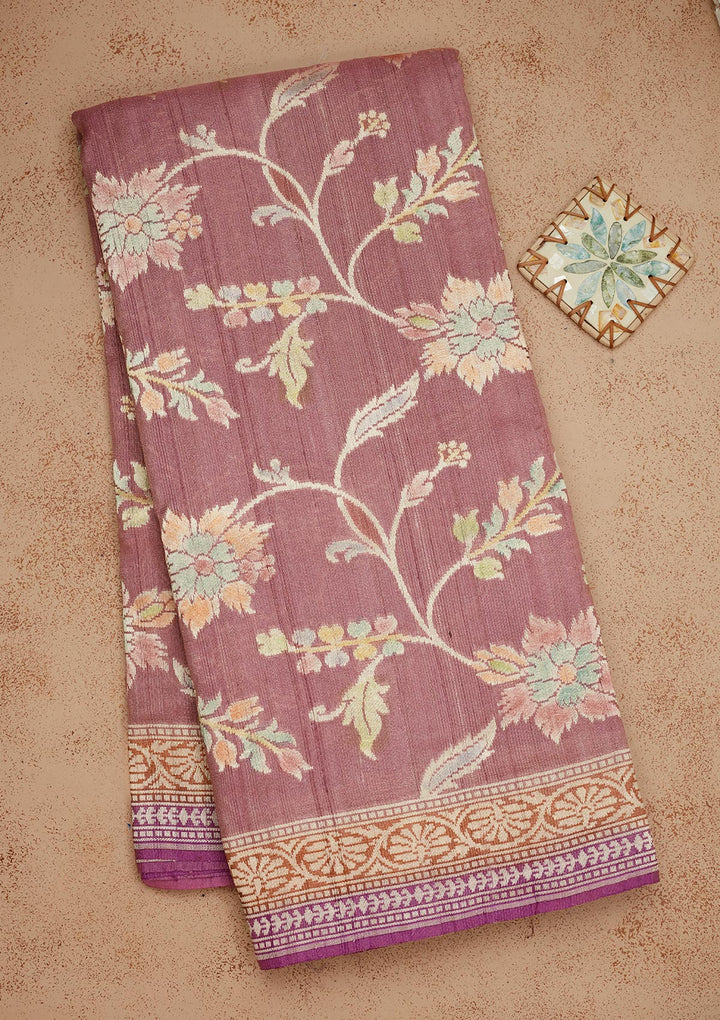 Mauve Zariwork Pure Silk Saree